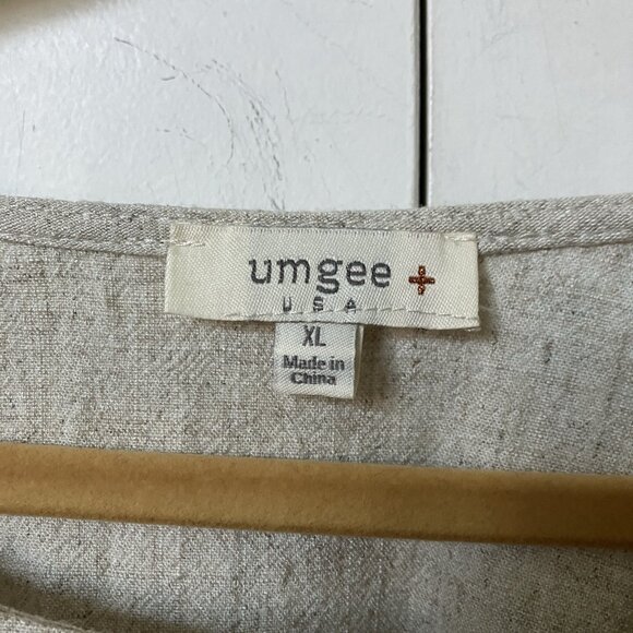 Umgee Blouse Womens XL Linen Cotton Boho Tunic Neutral Minimalist - Picture 2 of 7
